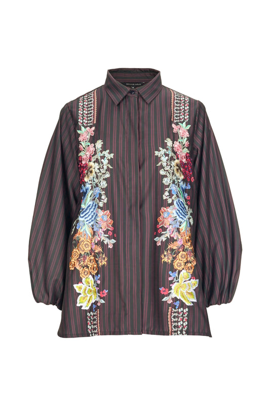 Floral Symphony Embroidery Shirt - Poppy