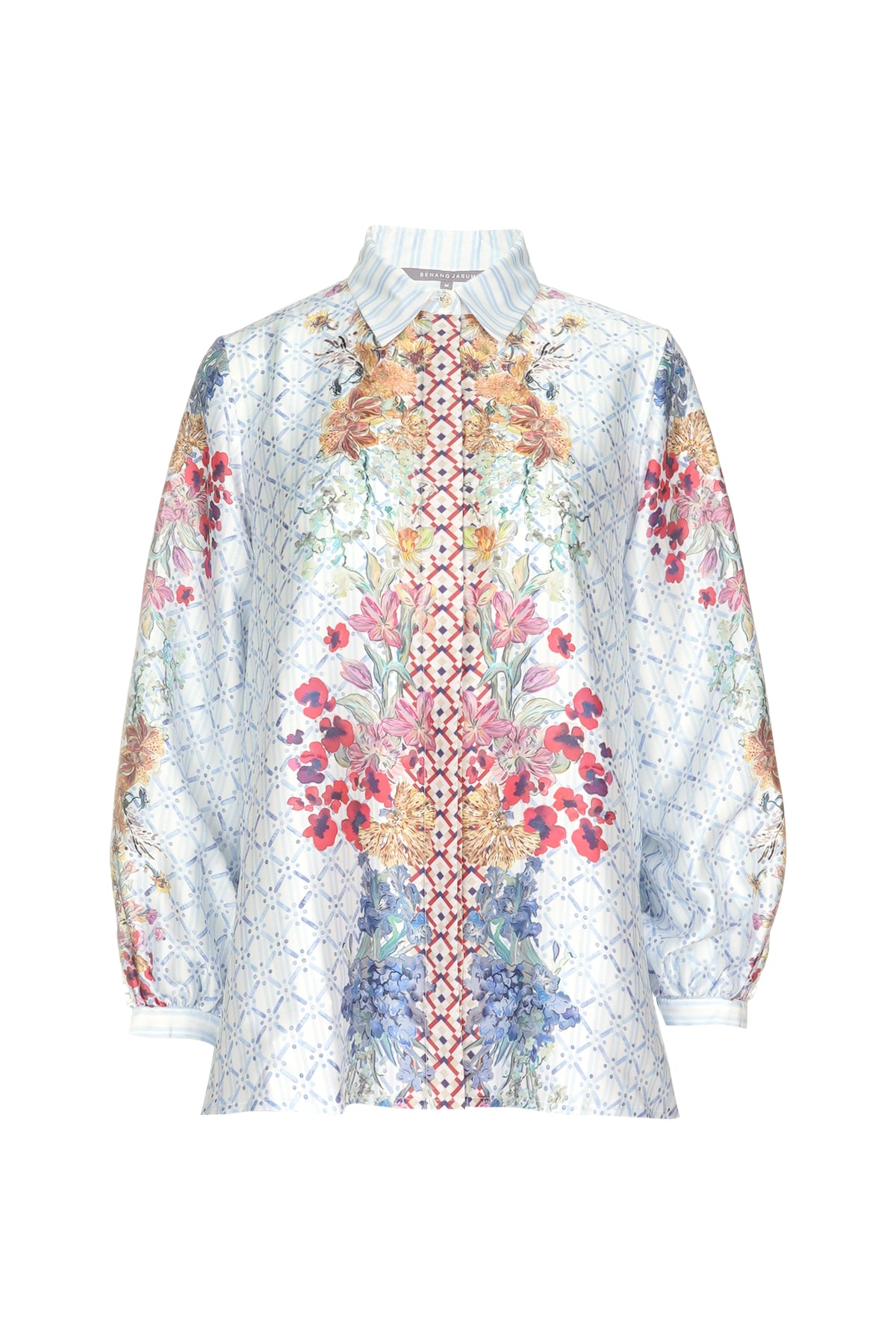 Floral Symphony Satin Shirt - Hydrangea