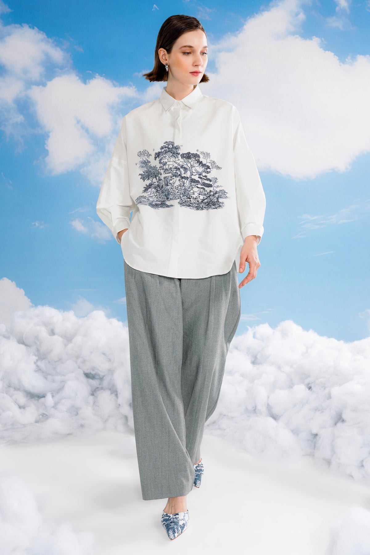 Forest Toile Basic Shirt - White