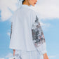 Forest Toile Crop Shirt - Powder Blue