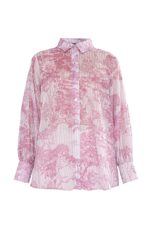 Forest Toile Voile Shirt - Carmine Rose