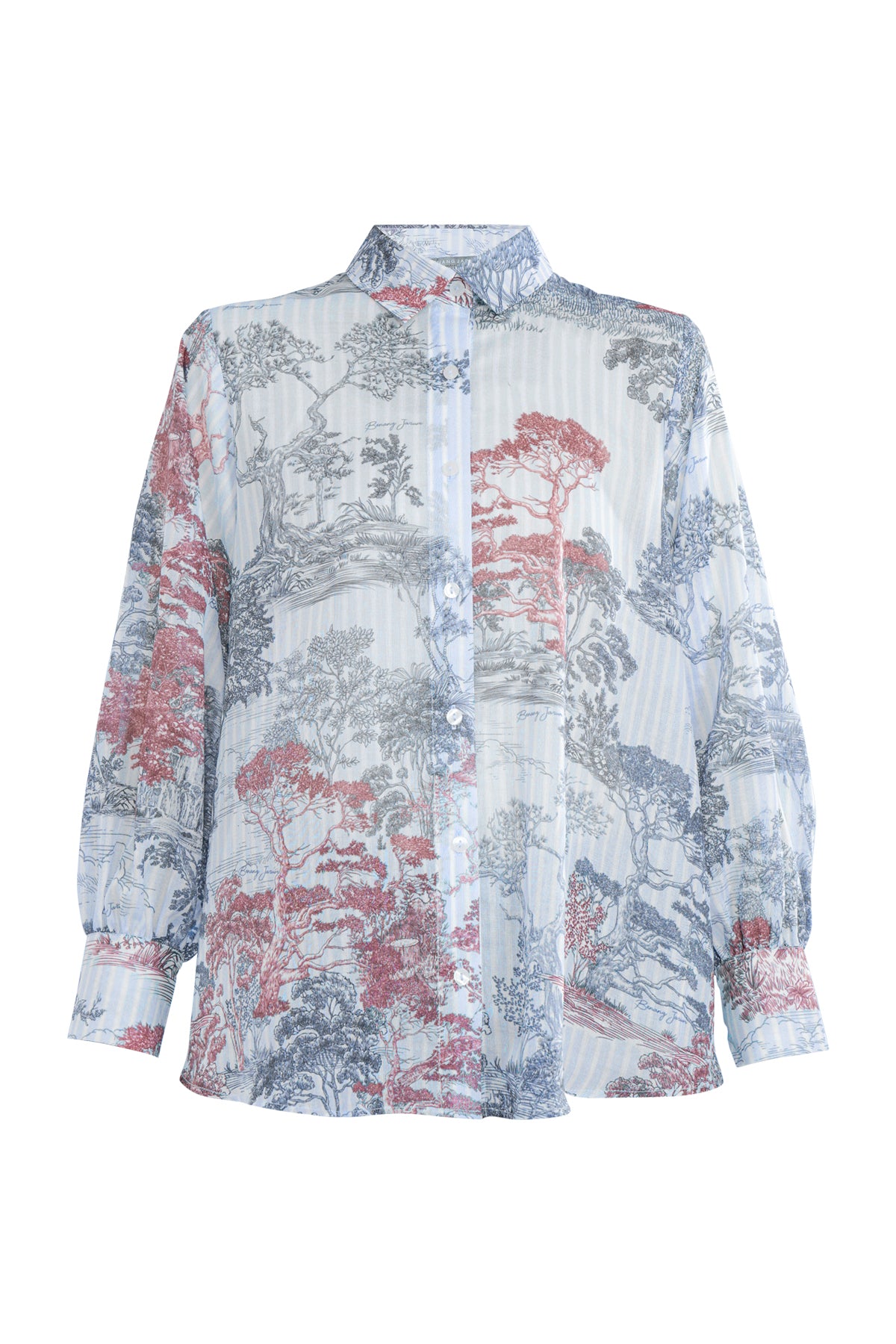 Forest Toile Voile Shirt - Powder Blue