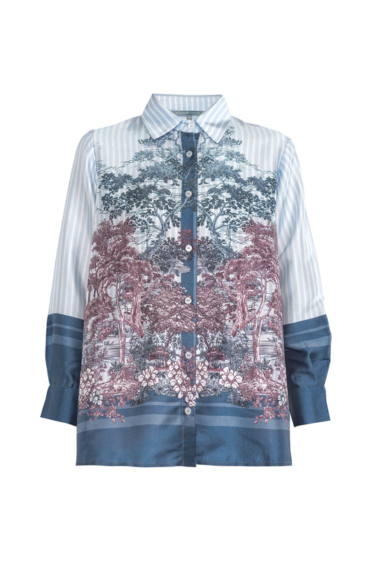 Forest Toile Yoke Shirt - Powder Blue