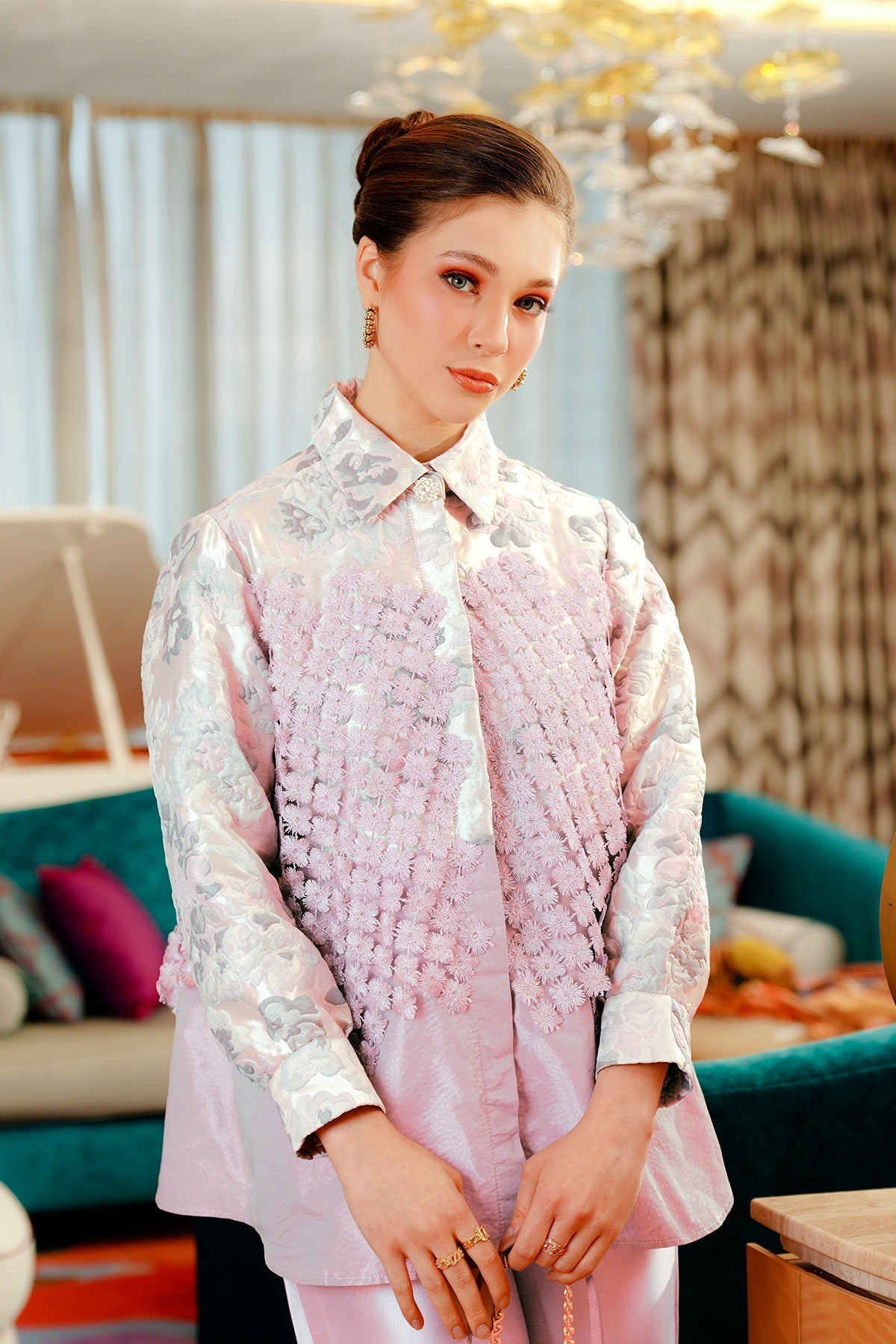 Hasme Jacquard Shirt - Pink