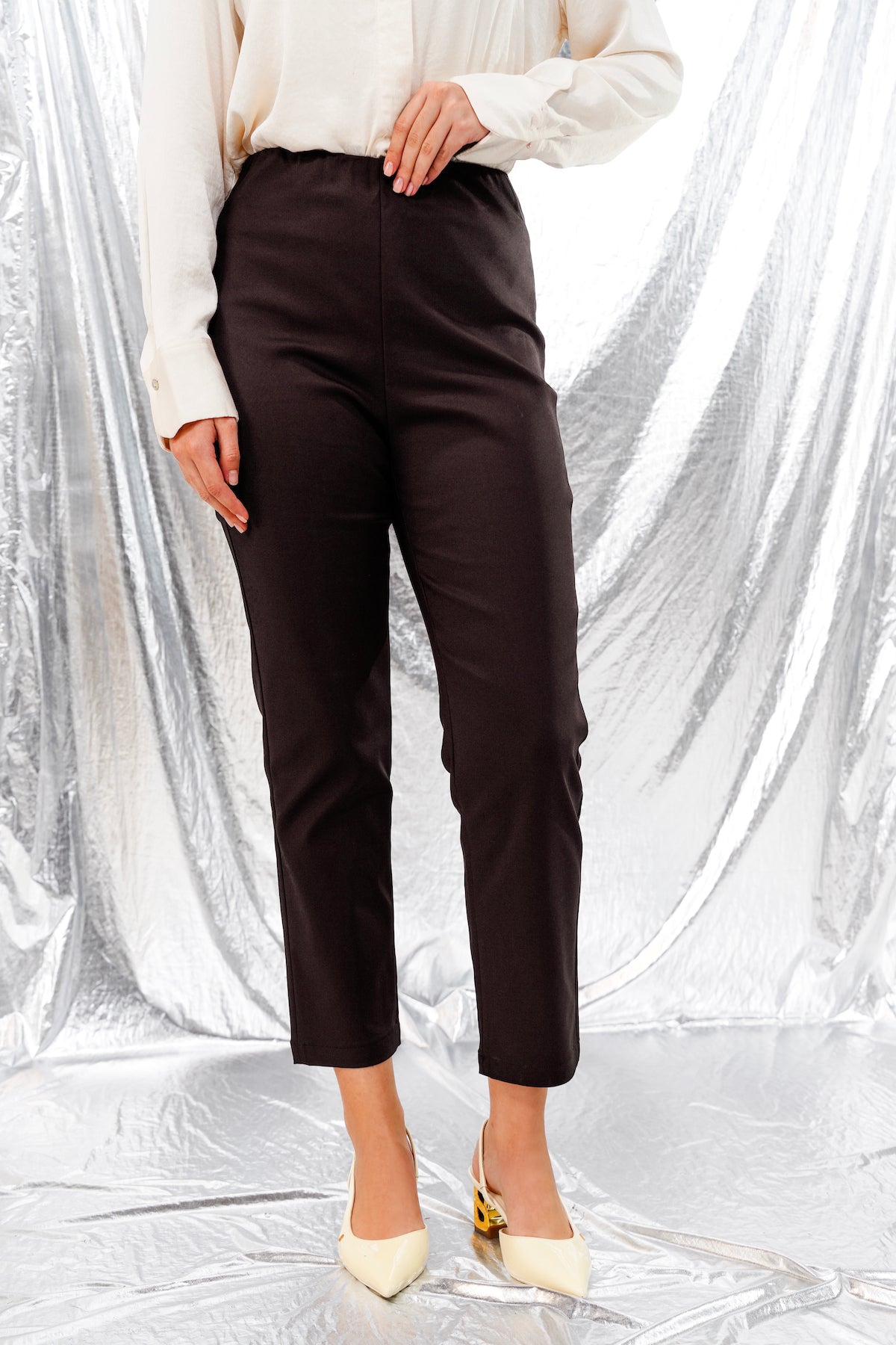 High Waist Ankle Pants - Cranberry