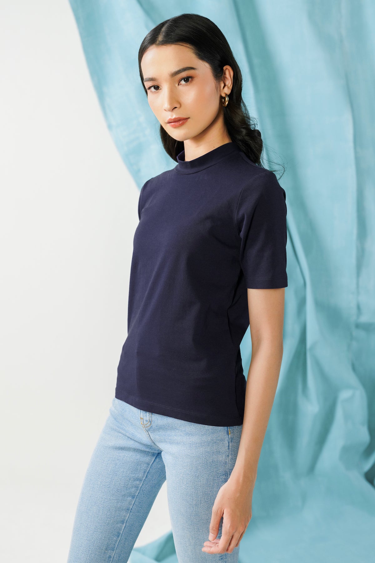 Highneck T-Shirt - Evening Blue