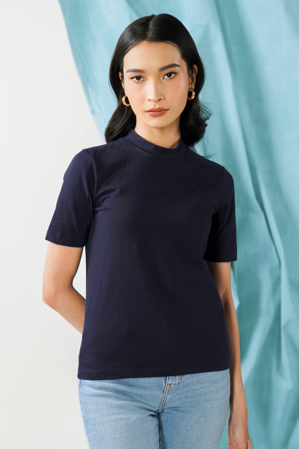 Highneck T-Shirt - Evening Blue