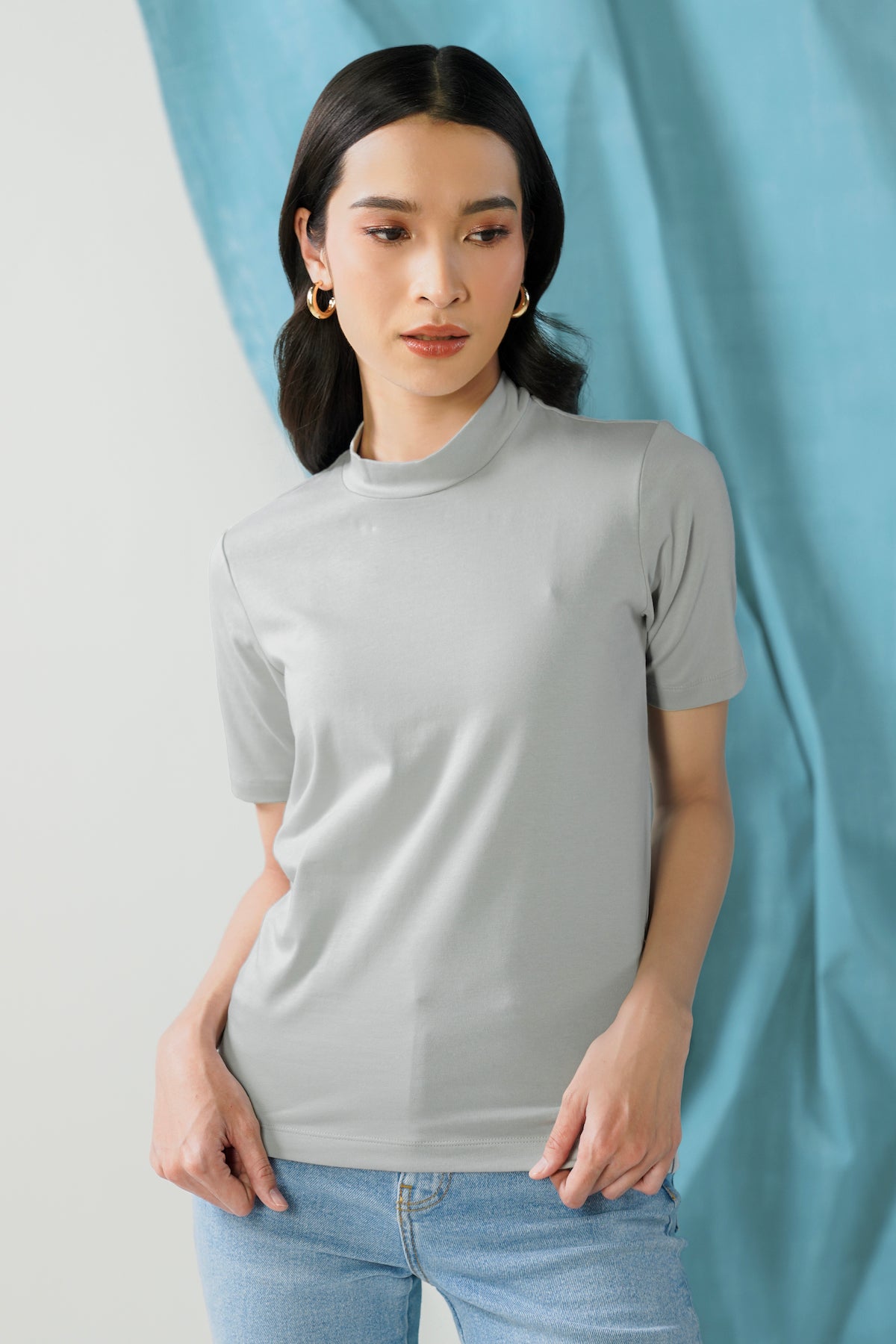 Highneck T-Shirt - Mirage Gray