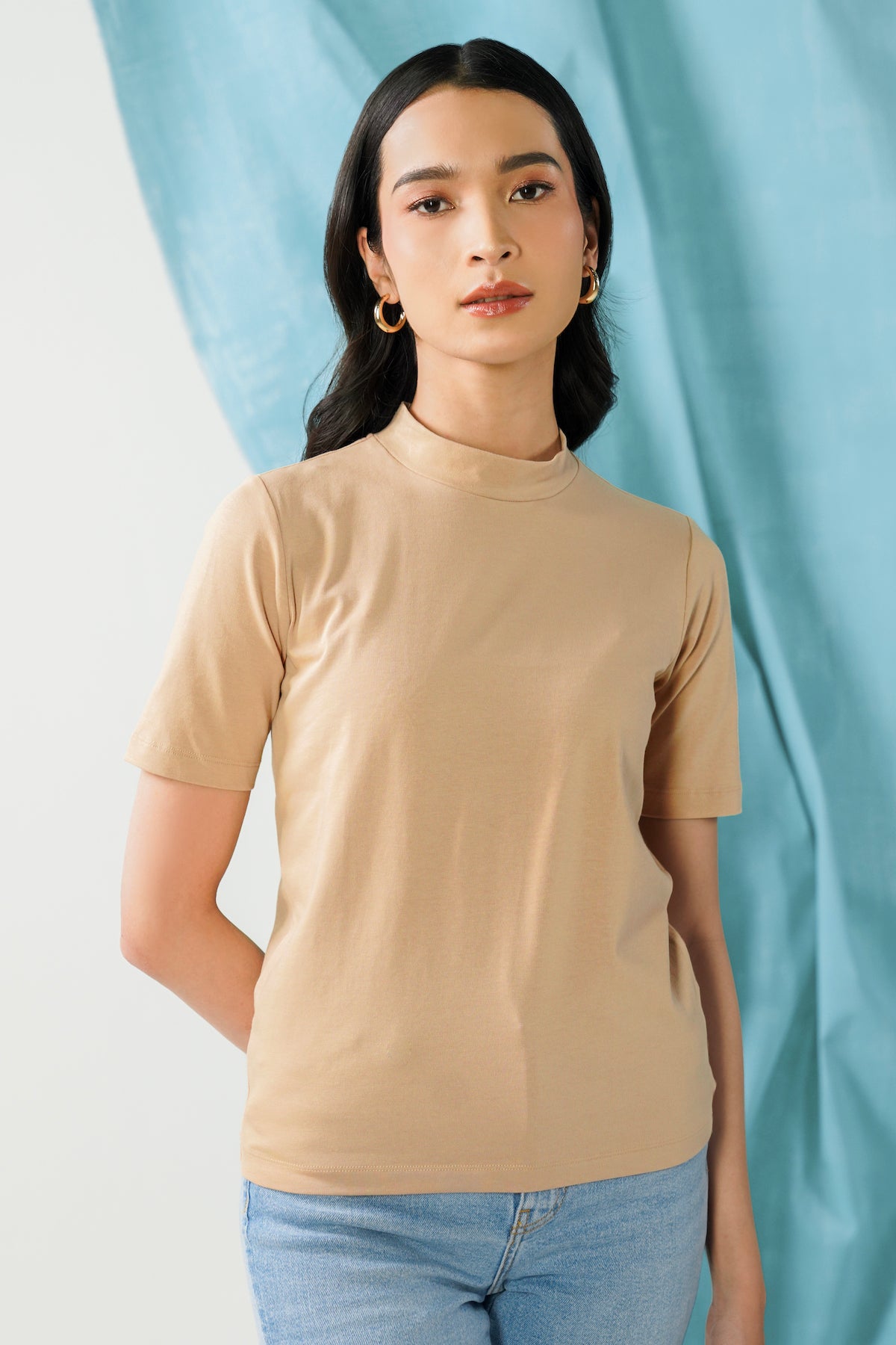 Highneck T-Shirt - Nougat