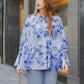 Into The Blue Raglan Cotton Shirt - Blue Flower