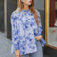 Into The Blue Raglan Cotton Shirt - Blue Flower