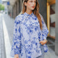 Into The Blue Raglan Cotton Shirt - Blue Flower