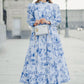 Into The Blue Tiered Maxi Cotton Dress - Blue Flower