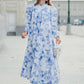 Into The Blue Tiered Maxi Cotton Dress - Blue Flower