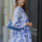 Into The Blue Tiered Satin Shirt - Blue Flower