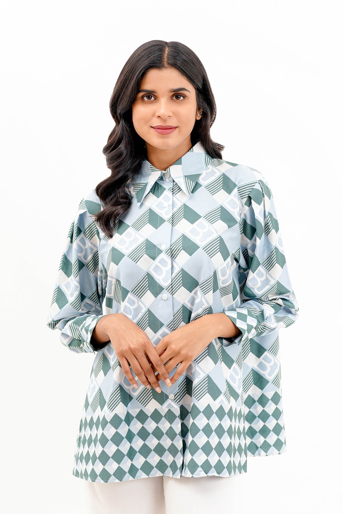 Imara Puff Sleeved Shirt - Blue