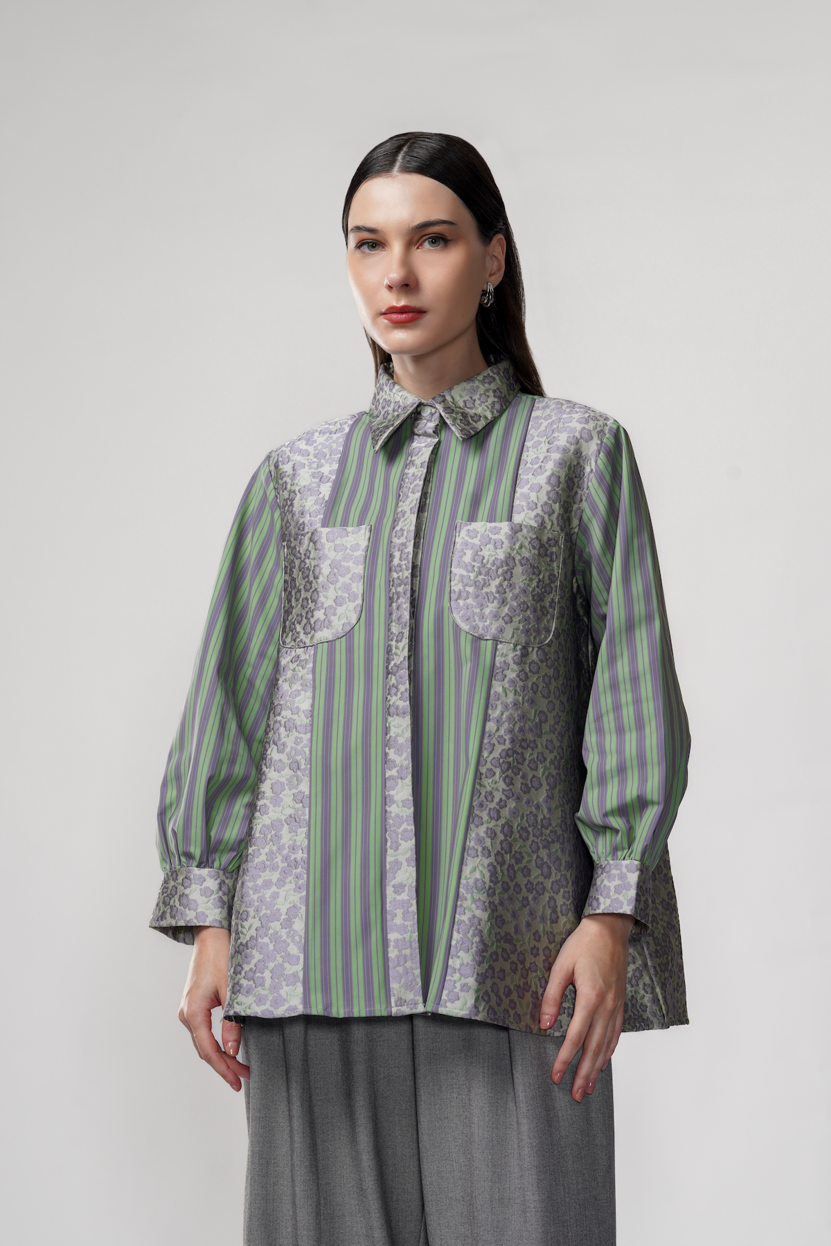 Kaelyn Jacquard Shirt - Herbs