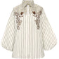 Kalea Embroidery Stripe Shirt - Cashmere