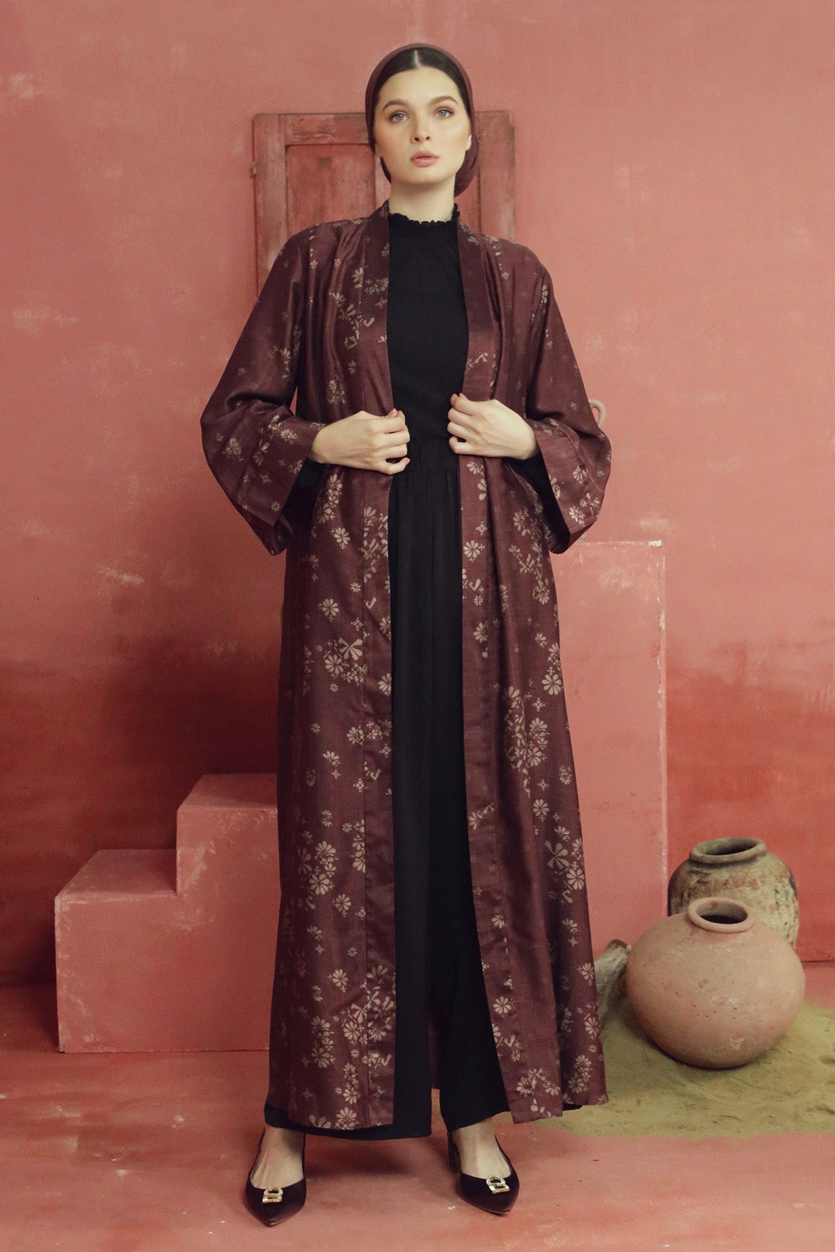 Khanum Abaya Outer - Maroon