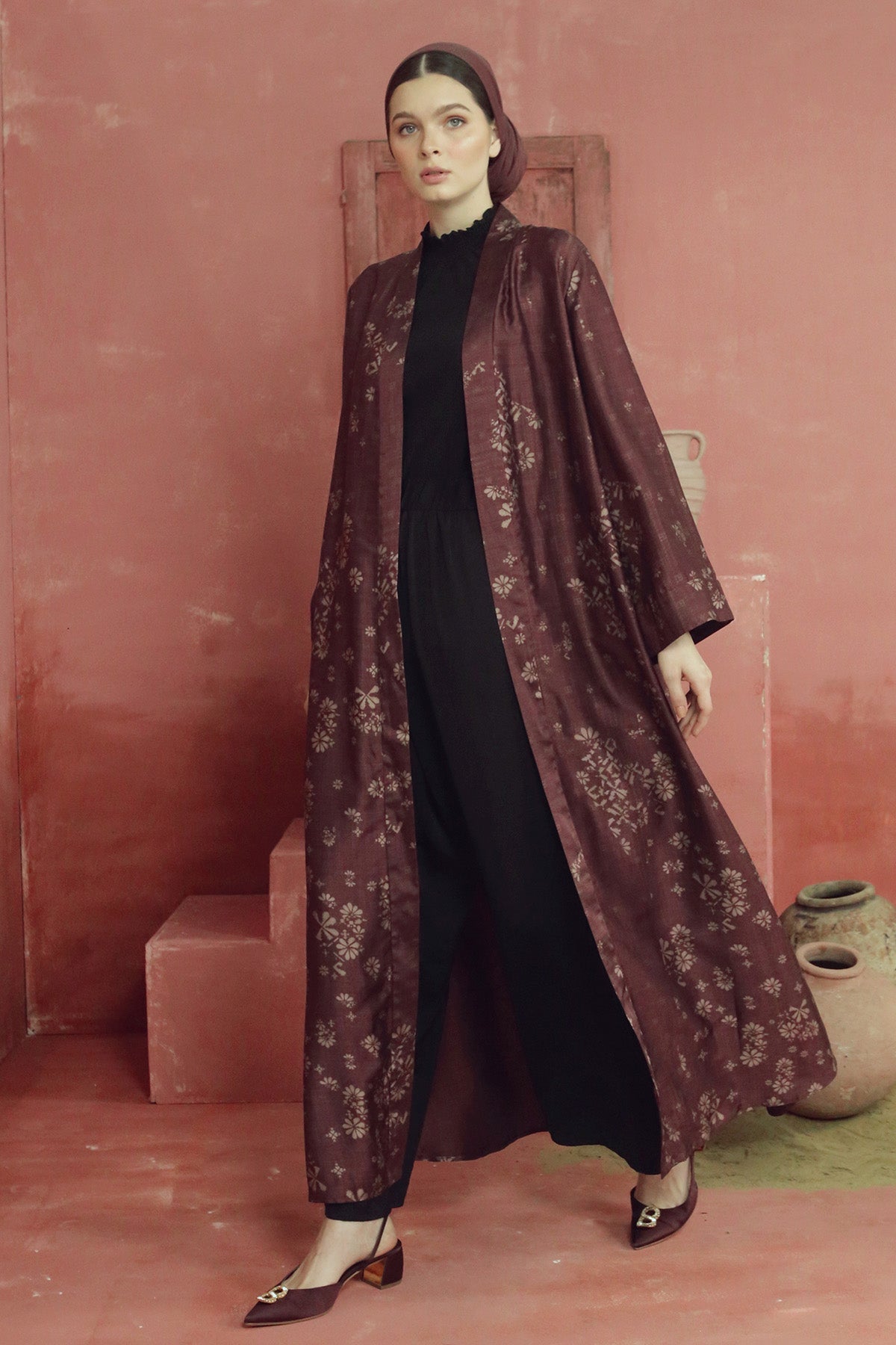 Khanum Abaya Outer - Maroon