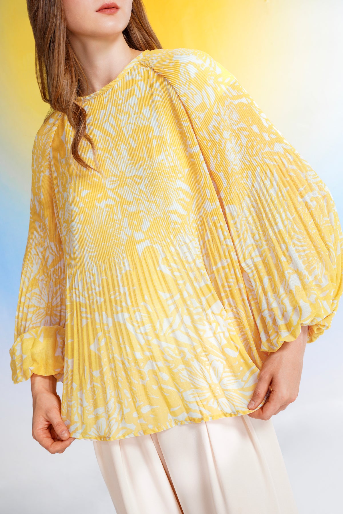 Lainey Pleats Blouse - Yellow