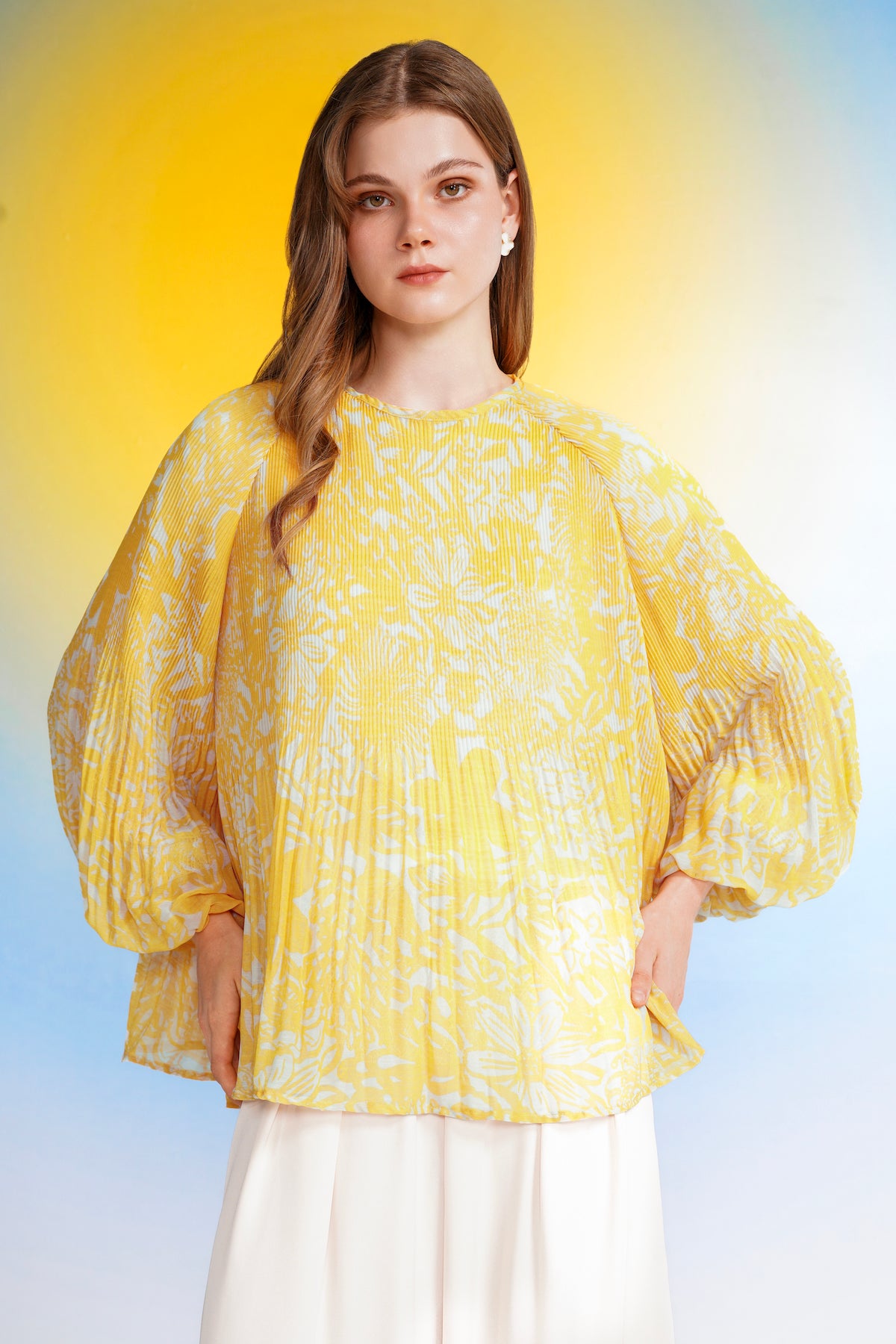 Lainey Pleats Blouse - Yellow