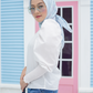 White Audy Blouse with Puff Sleeves