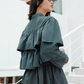 Teal Green Tiered Ruffle Shirt