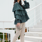 Teal Green Tiered Ruffle Shirt