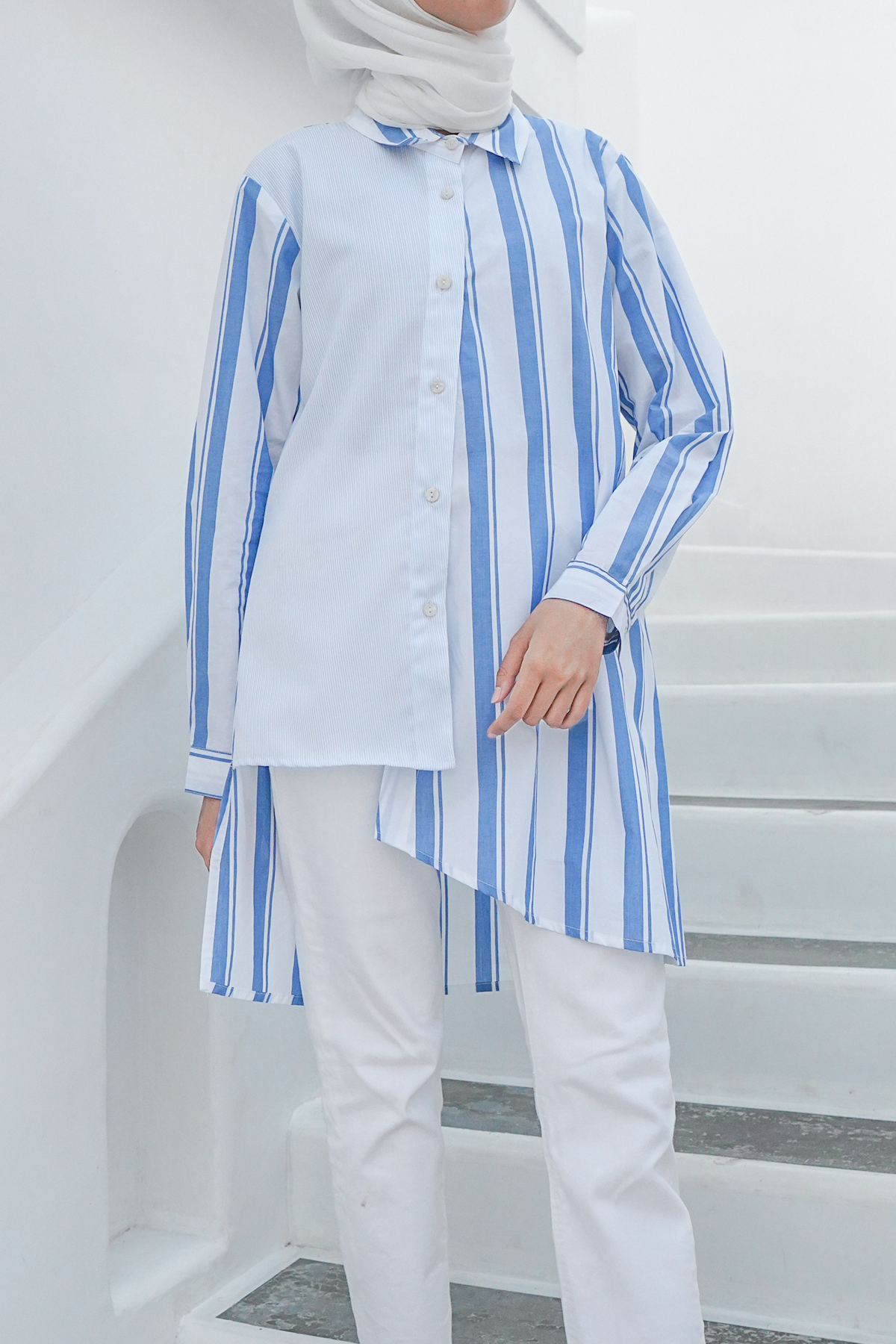 Blue Sasha Asymmetric Shirt