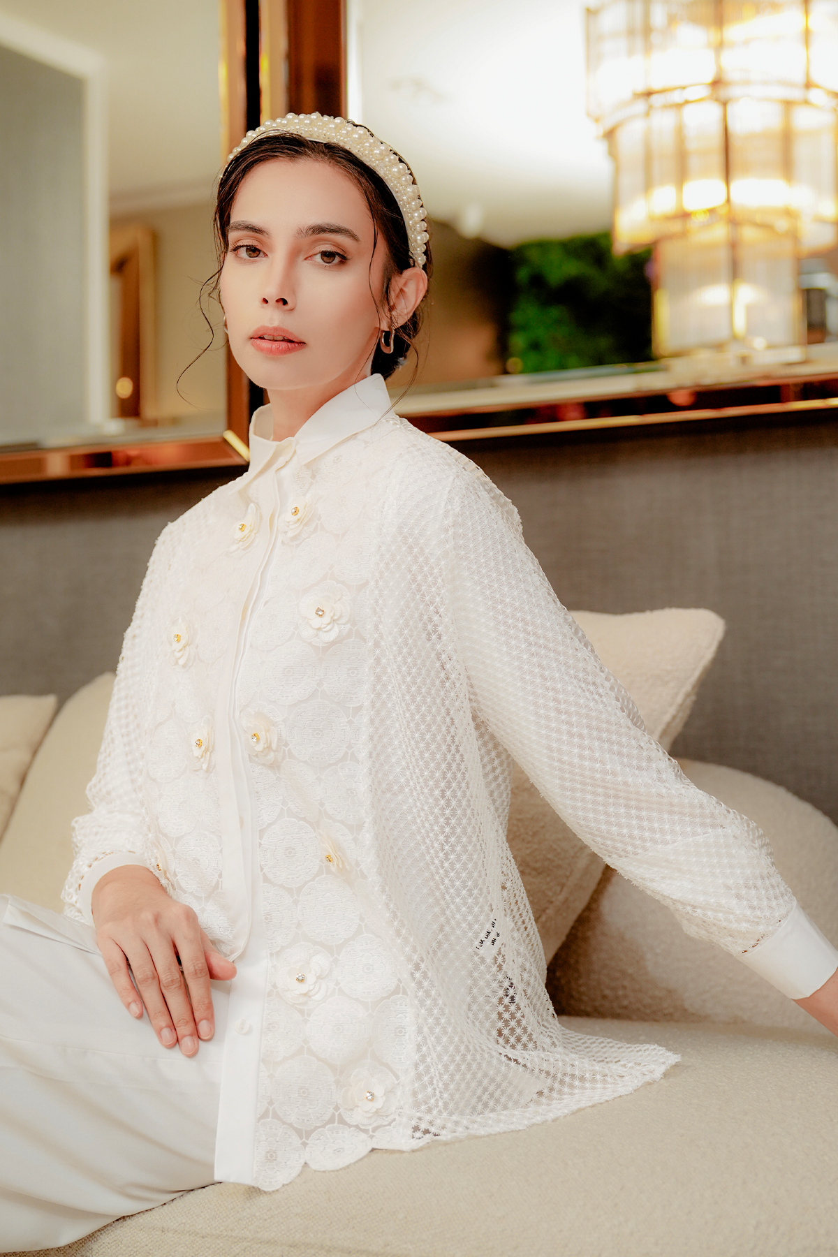 Leia Lace Shirt - White