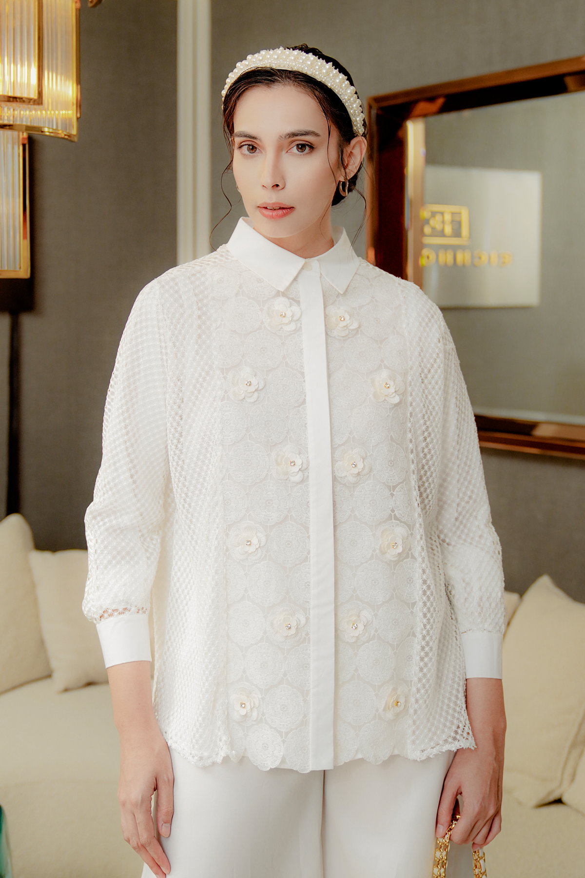 Leia Lace Shirt - White