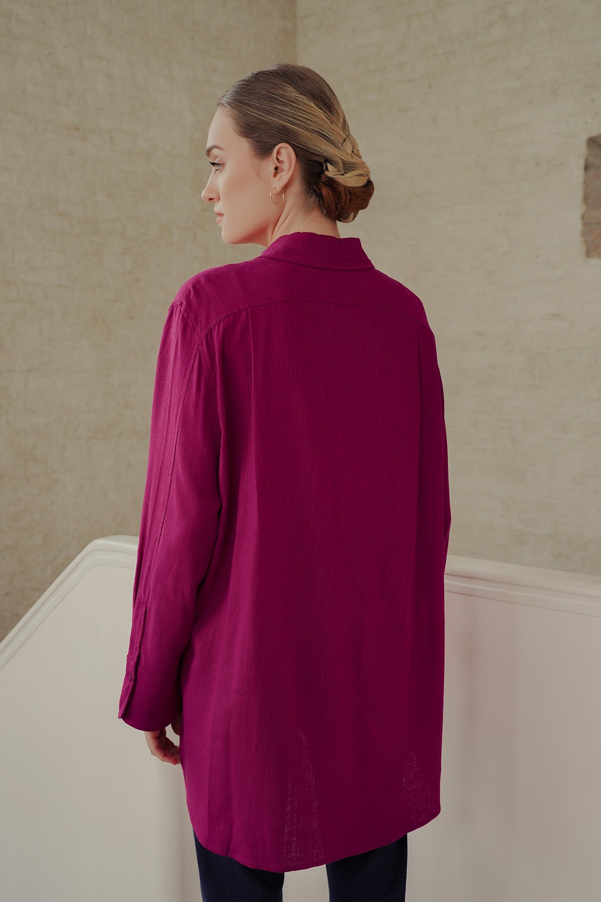 Linen Pocket Shirt - Mulberry