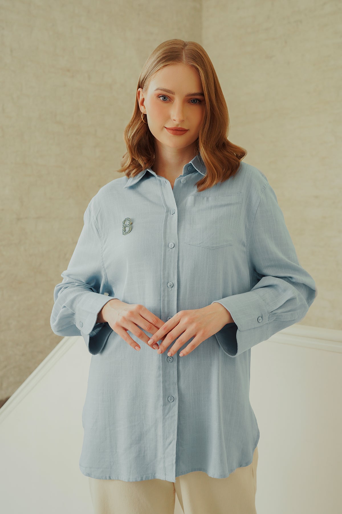 Linen Pocket Shirt - Powder Blue