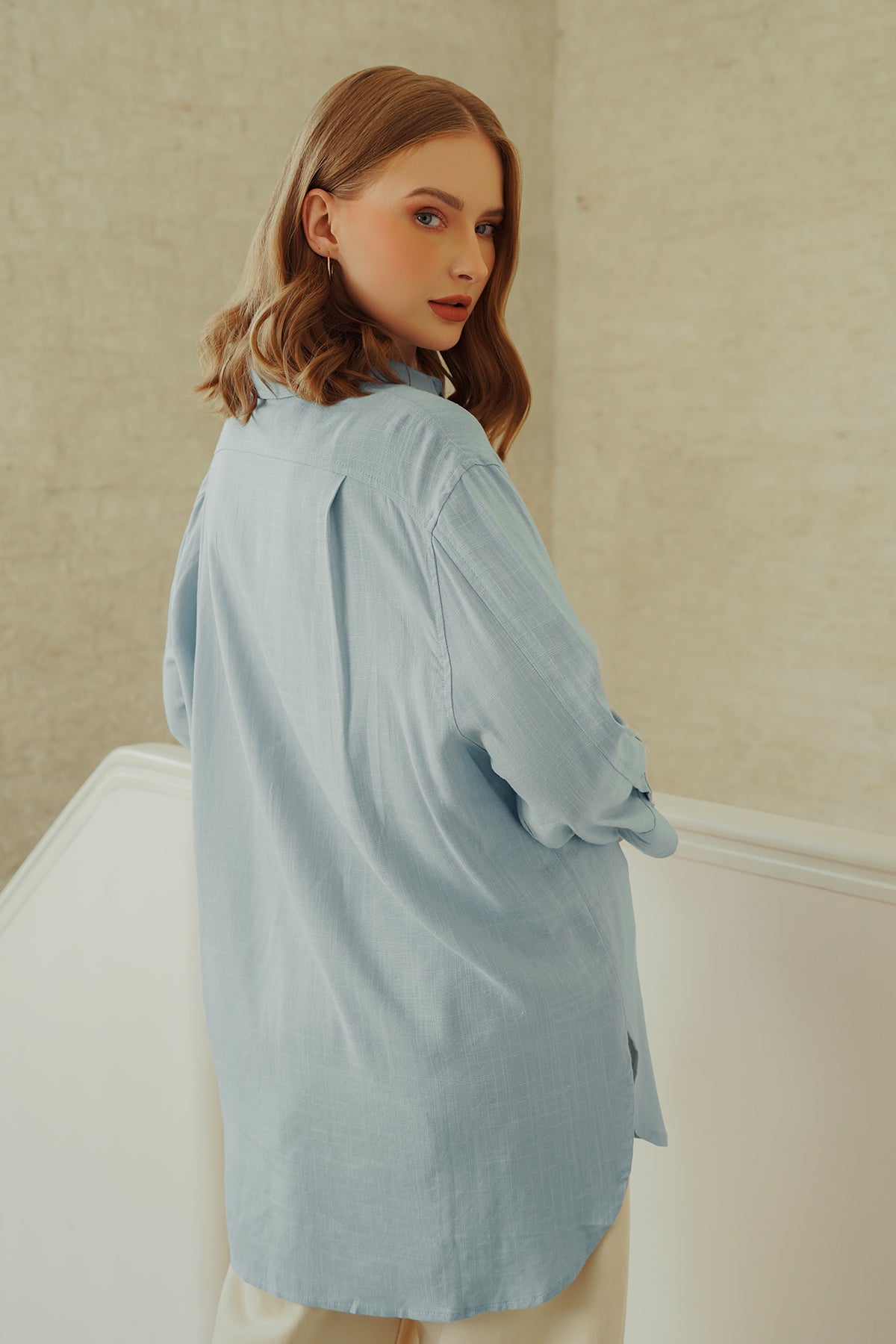 Linen Pocket Shirt - Powder Blue