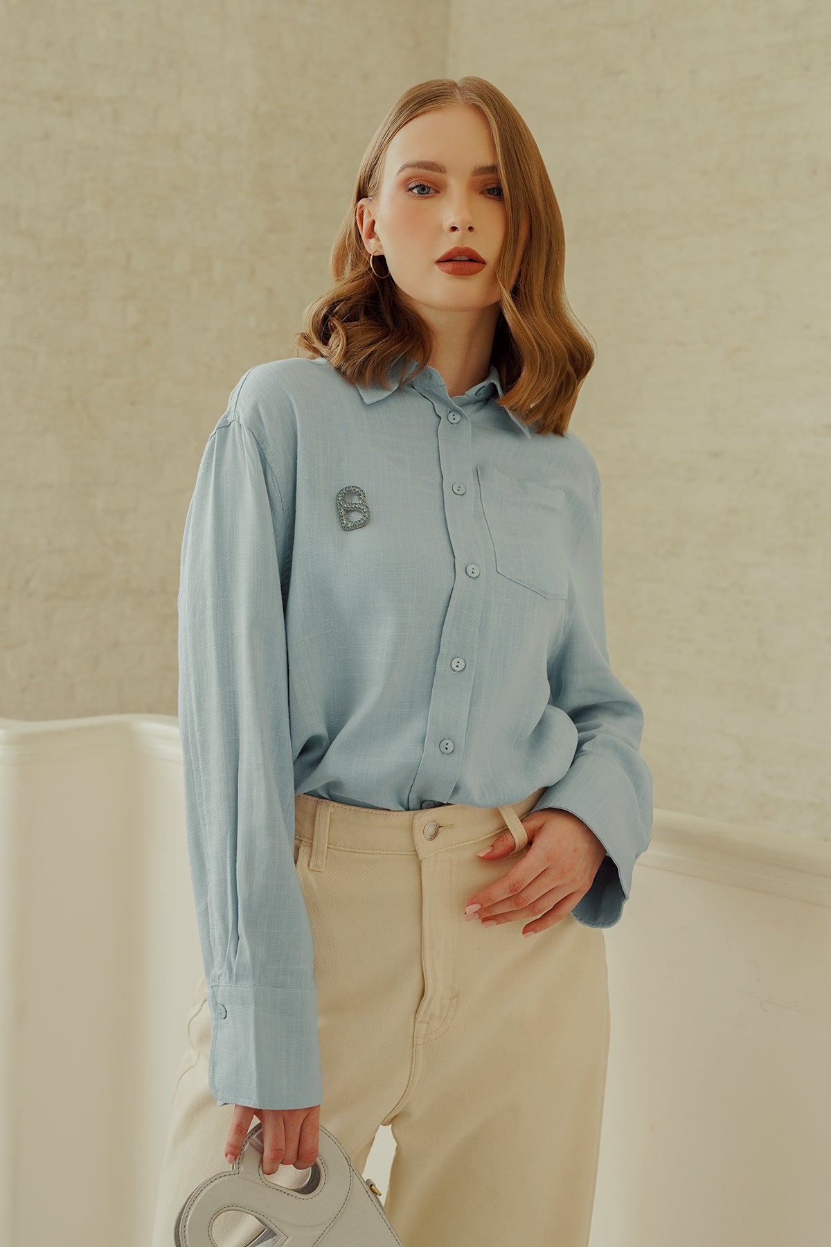 Linen Pocket Shirt - Powder Blue