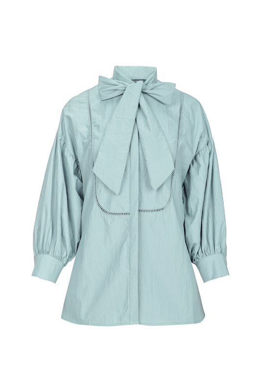 Lucy Bow Tie Shirt - Blue