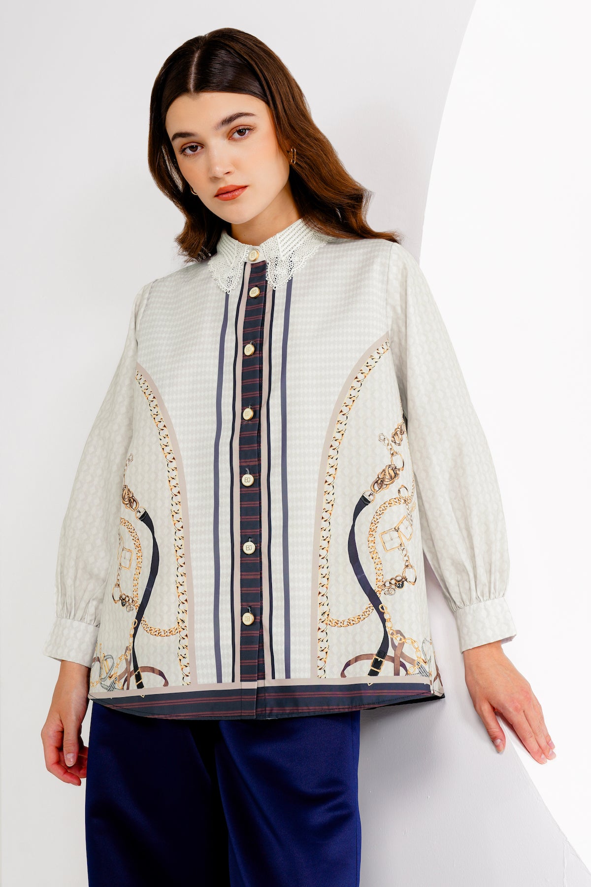 Luminosa Lace Collar Shirt - Ivory