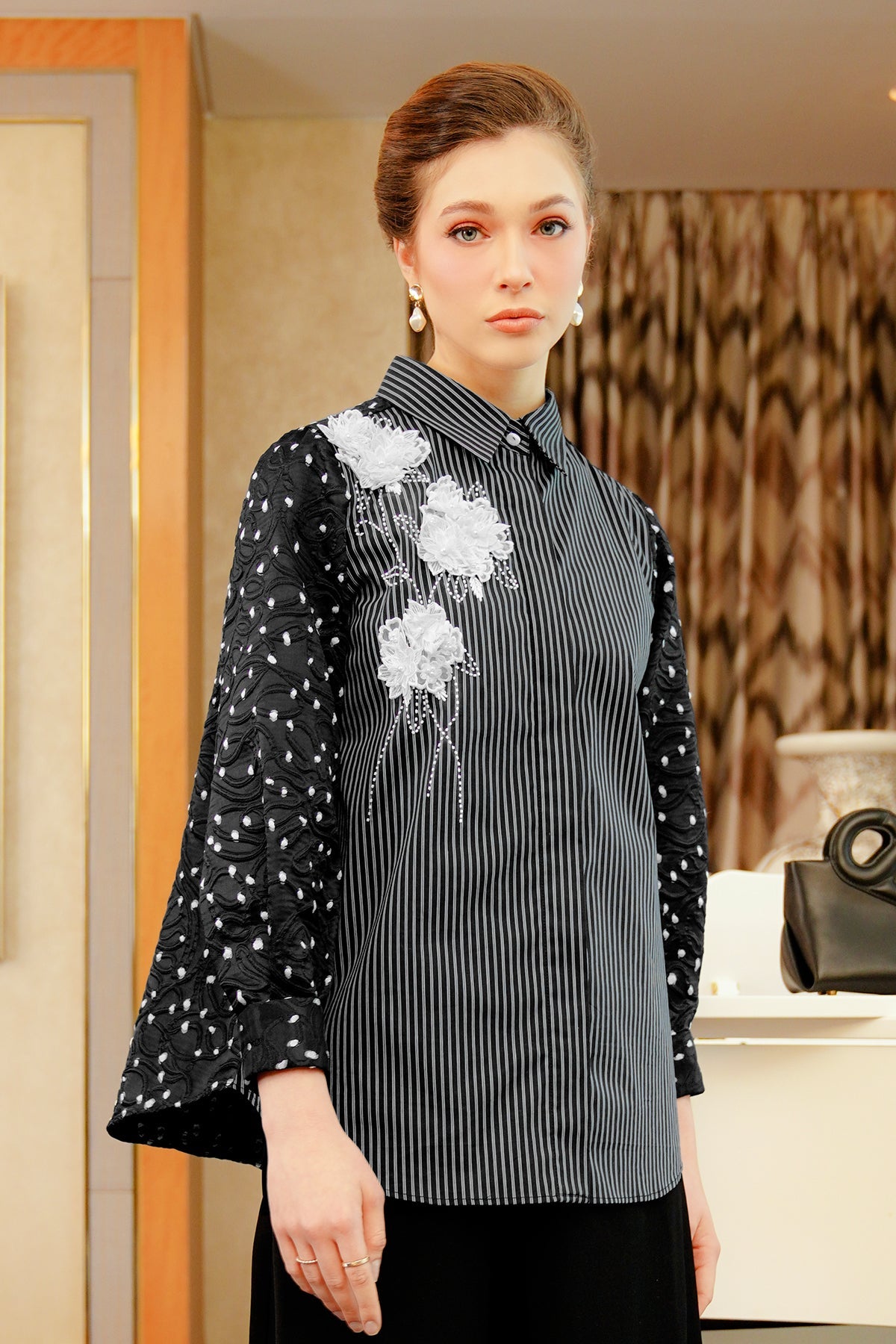 Lyla Jacquard Shirt - Black