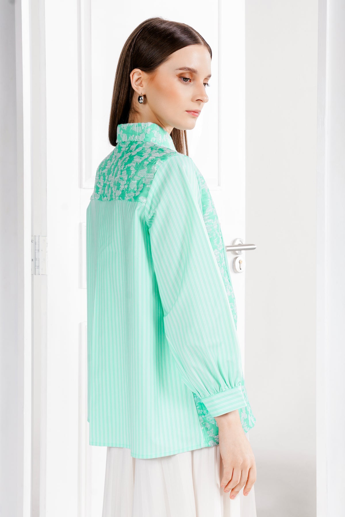 Maddy Jacquard Shirt - Turquoise