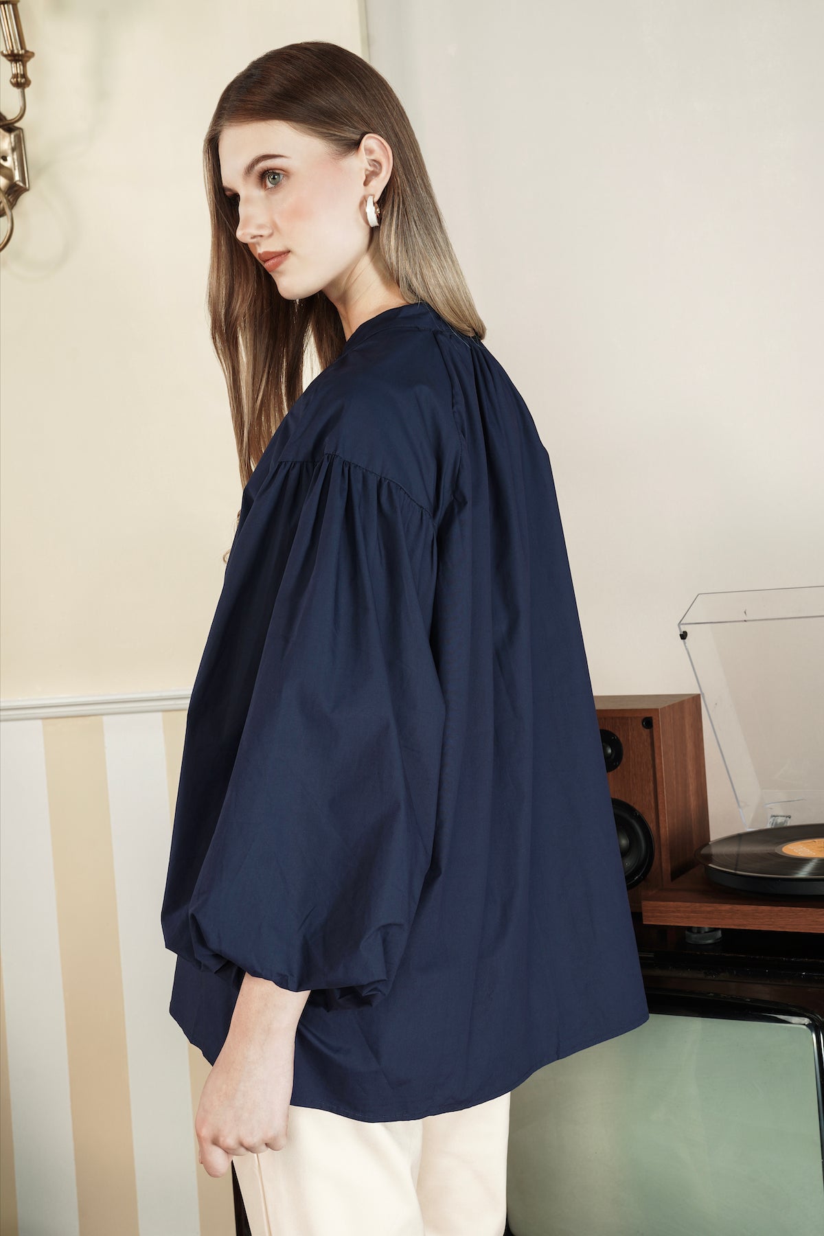 Magan Puffy Shirt - Navy