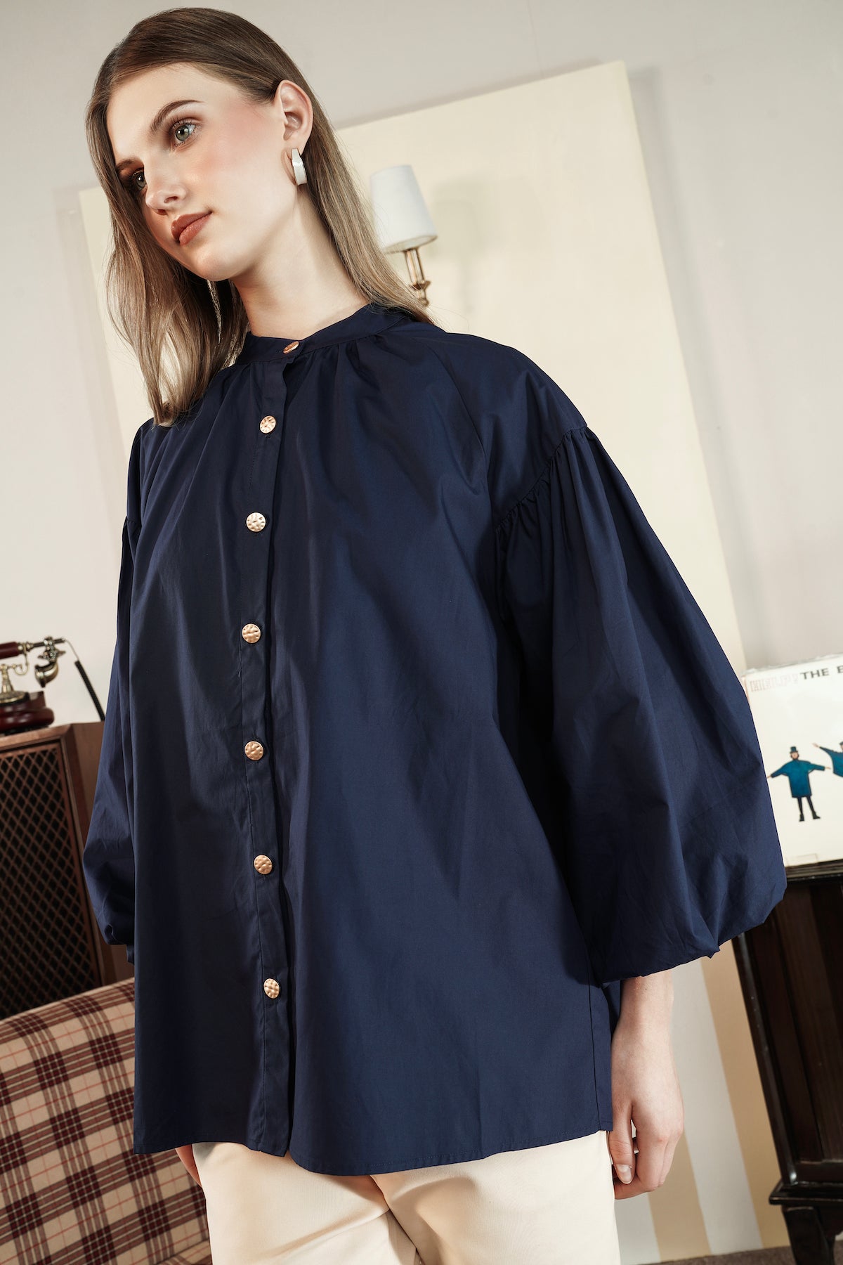 Magan Puffy Shirt - Navy