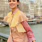 El Mar Minorca Shirt with Ruffle - Yellow/Pink