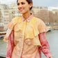 El Mar Minorca Shirt with Ruffle - Yellow/Pink