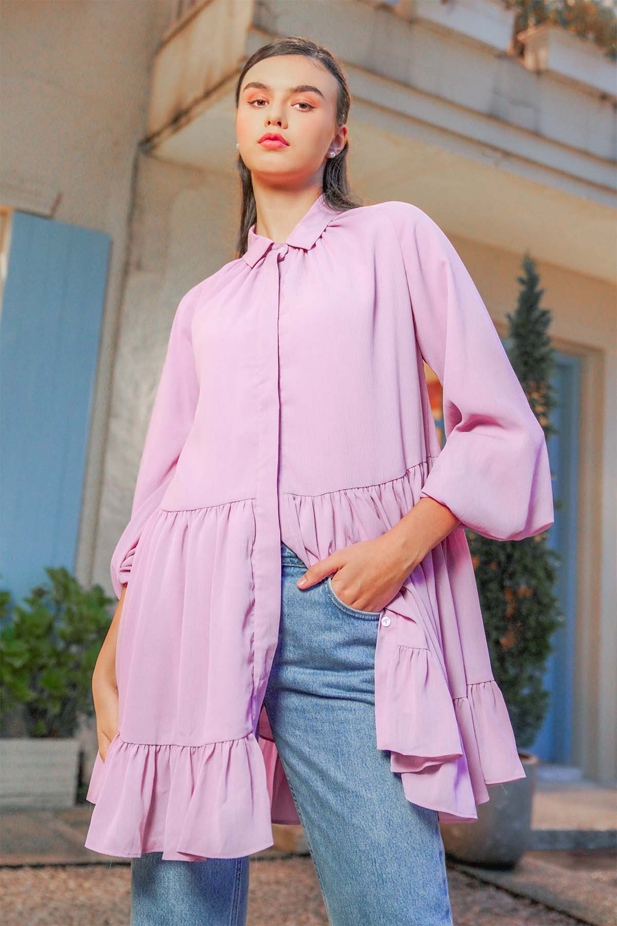 Naira Tunic with Raglan Sleeve - Lavender