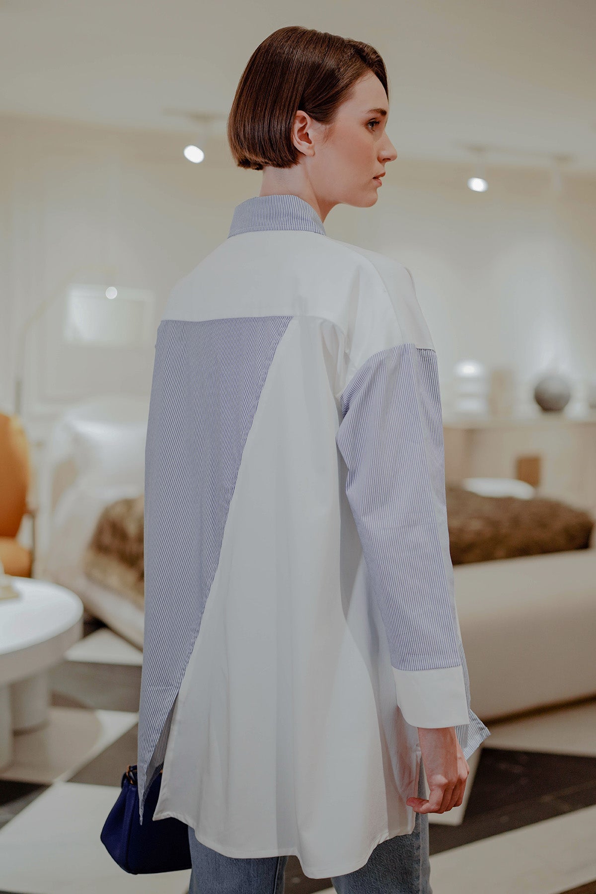 Oversized Combi Shirt - Blue