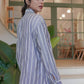 Polly Tied Blouse - Navy Stripes