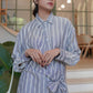 Polly Tied Blouse - Navy Stripes