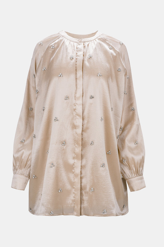 Poppy Beads Shirt - Tan