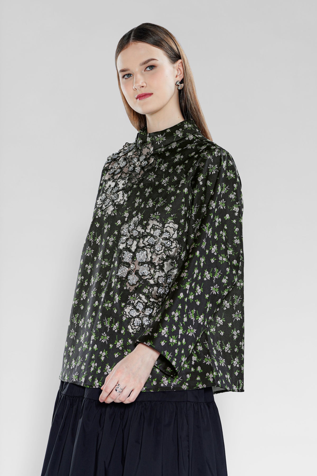 Prisha Jacquard Shirt - Black